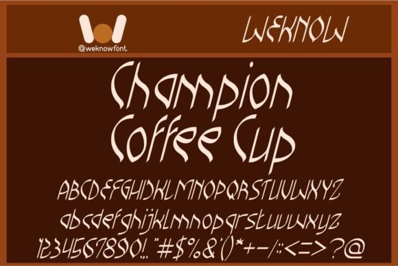 The Champion Coffee Cup Font for Crafters and Product Makers
